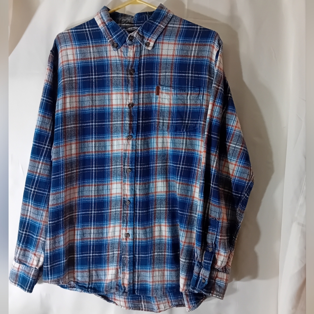 Vintage Chaps Performance Blue Plaid Men's Shirt size XL